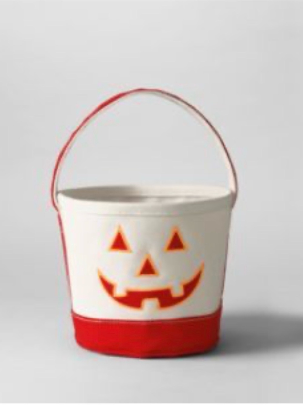 Halloween Jack-O'-Lantern Treat Pail in White and Red
